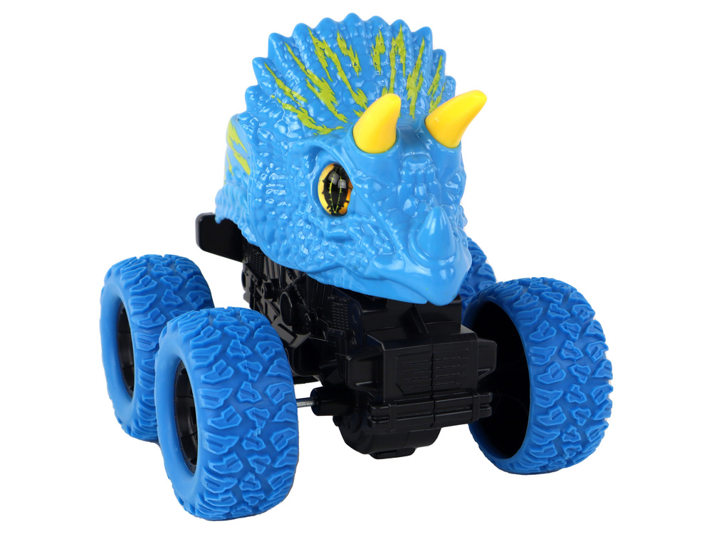 Žaislinis dinozauro automobilis lean toys, mėlynas/geltonas, 13x12x11,5 cm