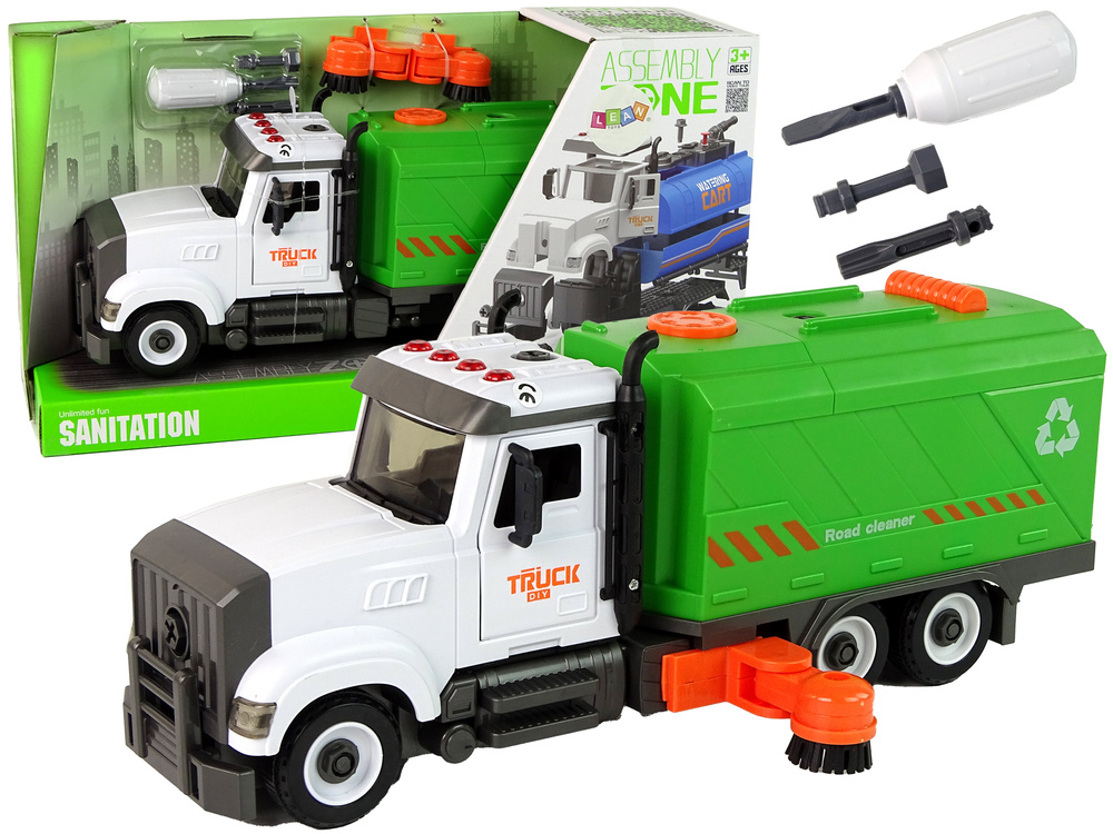 Žaislinė gatvių šlavimo mašina su priedais lean toys