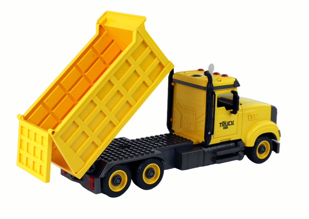 Žaislinis sunkvežimis su priedais lean toys, geltonas