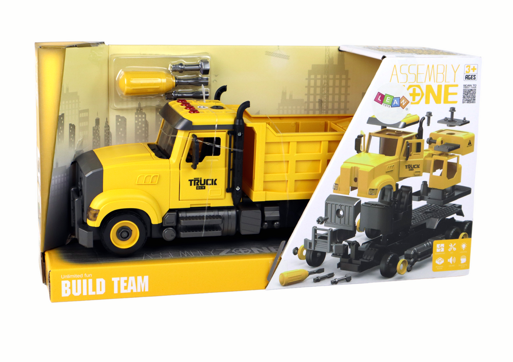 Žaislinis sunkvežimis su priedais lean toys, geltonas