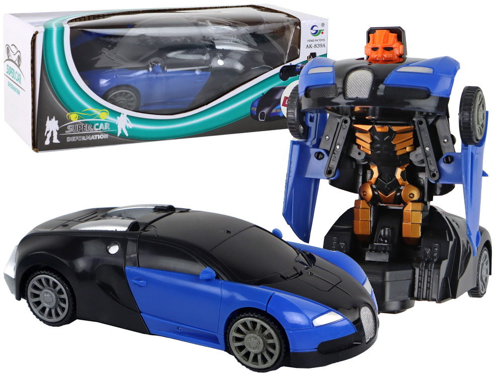 Automobilis - robotas 2in1 lean toys bugatti, mėlynas