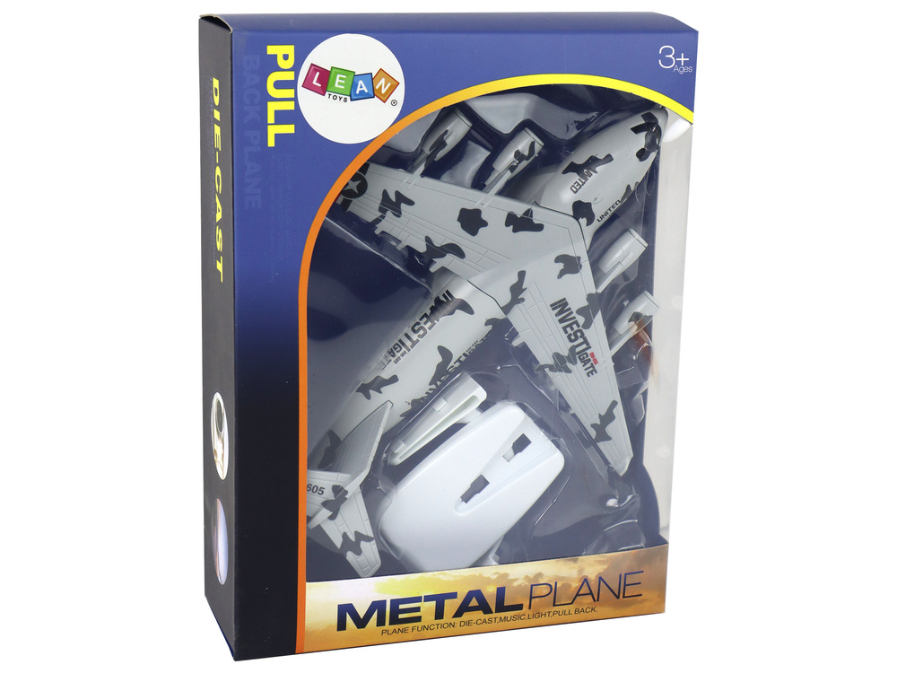 Karinio naikintuvo modelis vaikams lean toys hw-605, pilkas