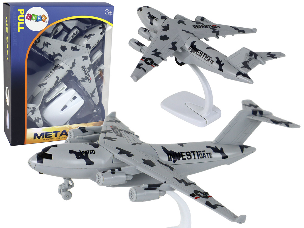 Karinio naikintuvo modelis vaikams lean toys hw-605, pilkas
