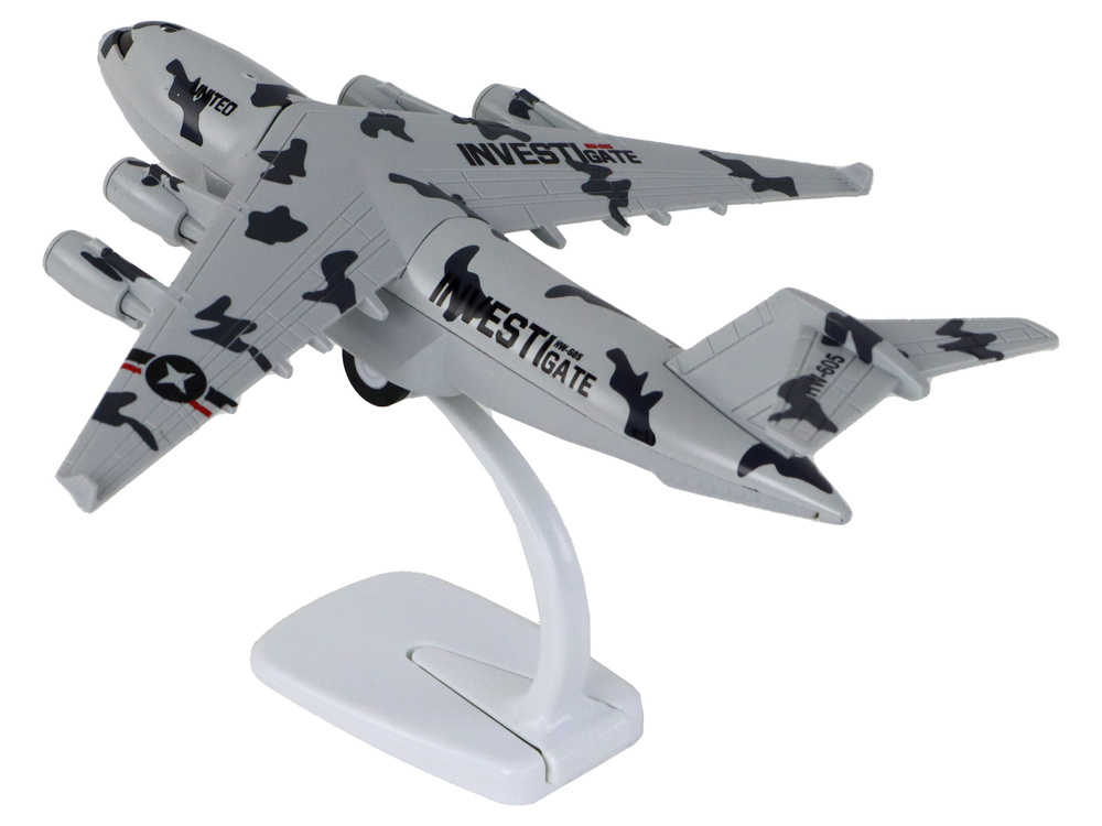 Karinio naikintuvo modelis vaikams lean toys hw-605, pilkas