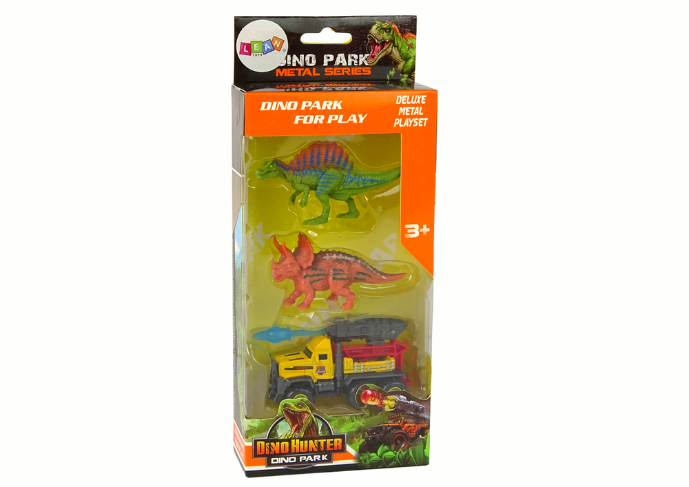 Figūrėlių rinkinys dinozaurai ir raketų automobilis leantoys, geltonas