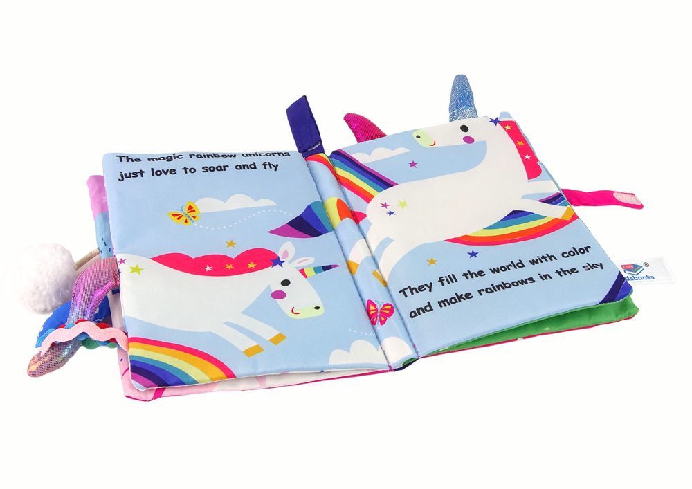 Minkšta edukacinė knygutė vienaragis/unicorn lean toys