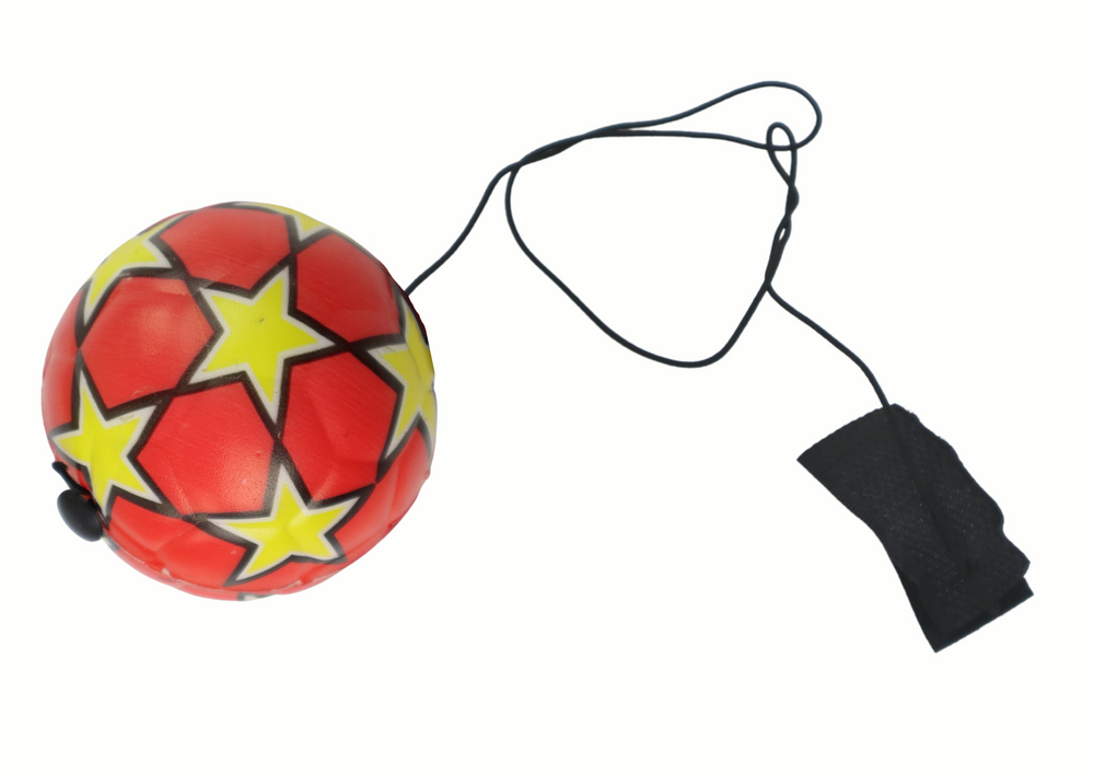Raudonas PU kamuolys su elastine juosta, 6 cm, žvaigždės