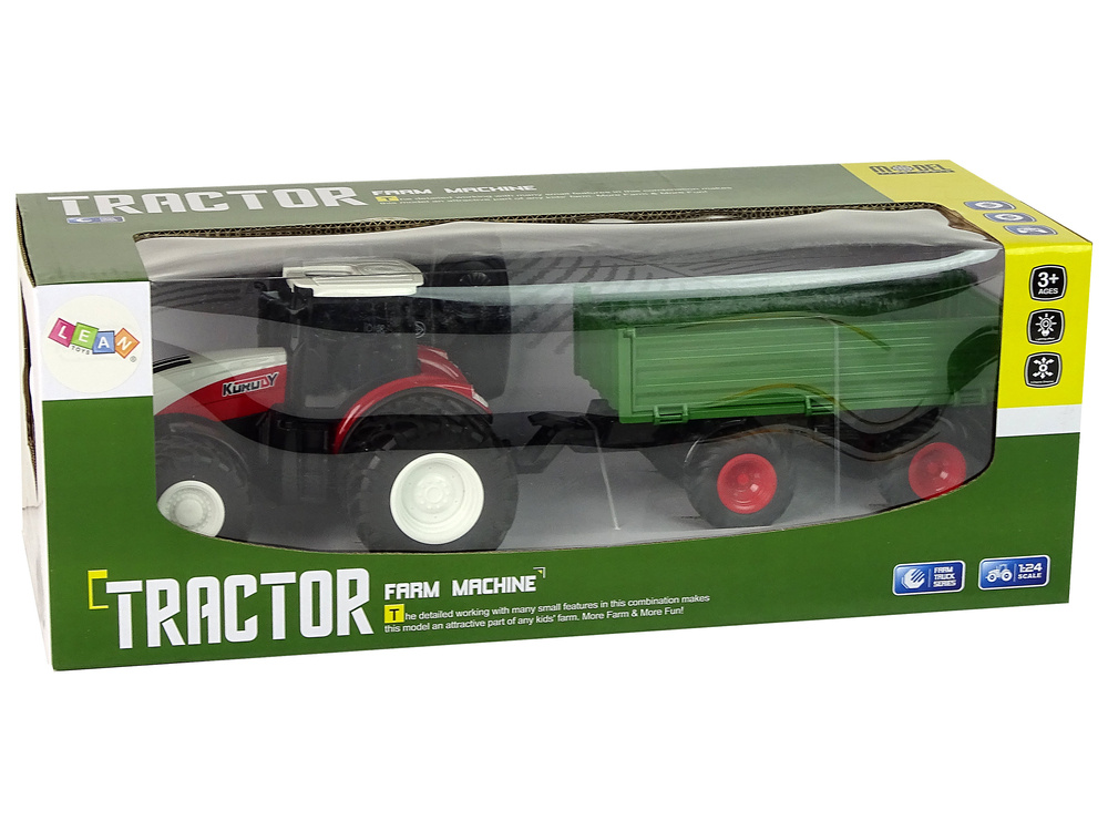 Nuotoliniu būdu valdomas traktorius su priekaba lean toys 1:24
