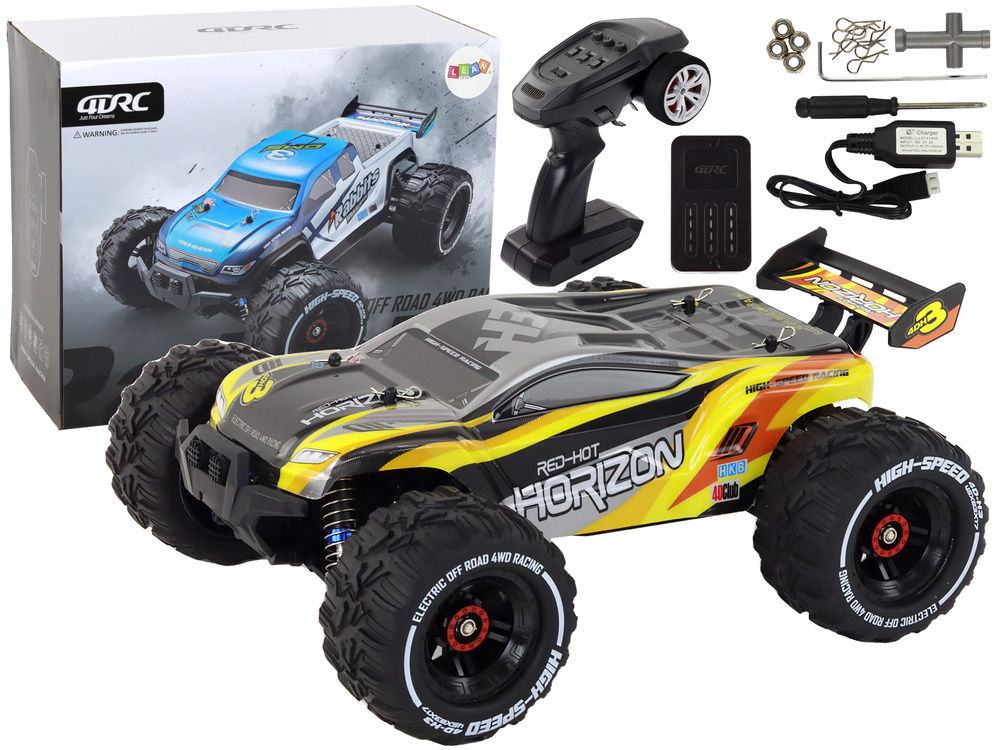 Nuotoliniu būdu valdomas automobilis rabbits off-road car 4-wheel drive lean toys, geltonas