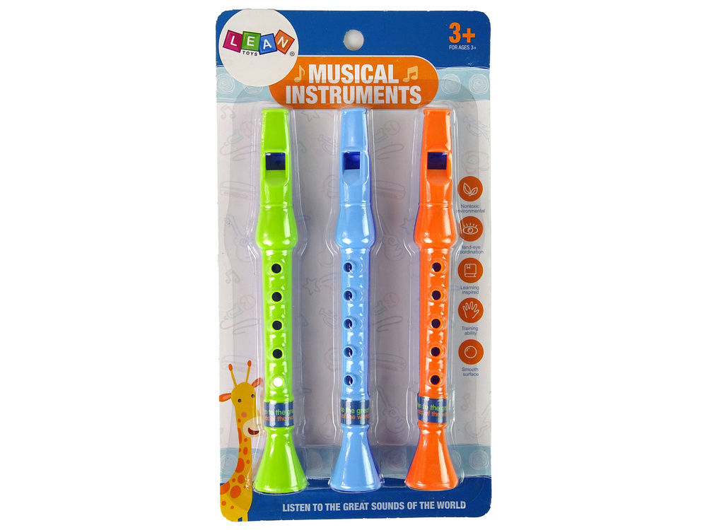 Vaikiškų fleitų rinkinys lean toys, 3vnt.