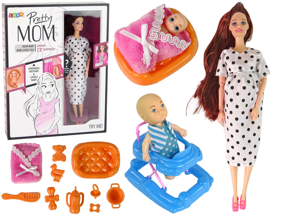 Besilaukianti lėlė su priedais lean toys