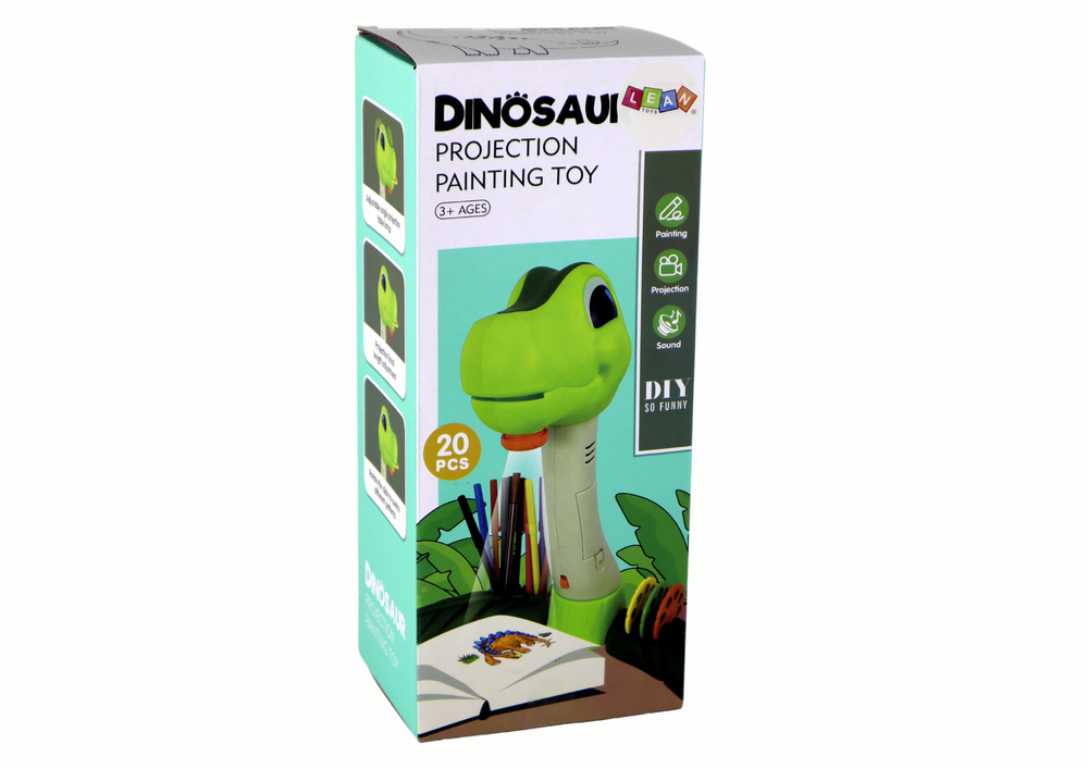 Dinozaurų piešimo projektorius su garsais ir priedais
