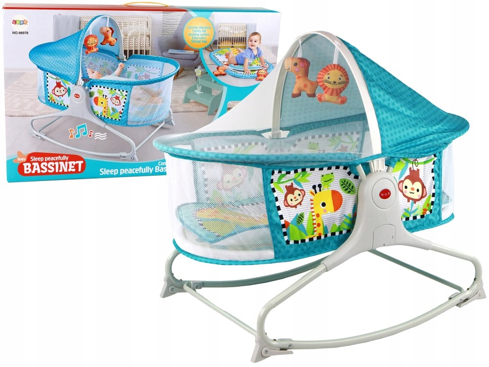 Mėlynas daugiafunkcinis gultukas-sūpynės rocker 2in1 lean toys