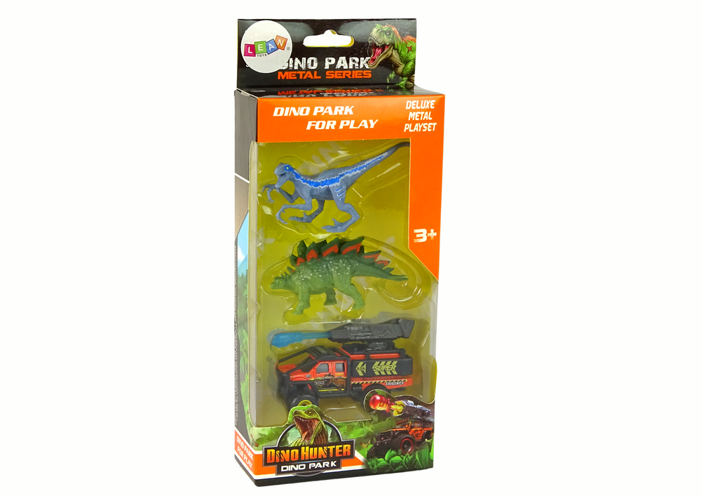 Dinozaurų figūrėlių rinkinys su automobiliu ir raketų paleidykla