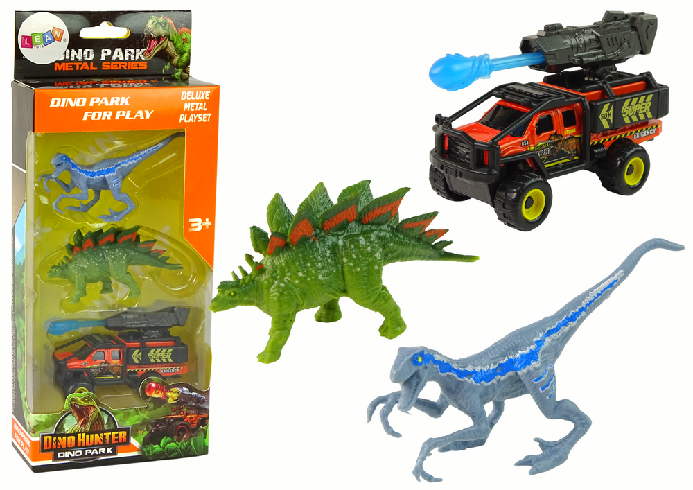 Dinozaurų figūrėlių rinkinys su automobiliu ir raketų paleidykla