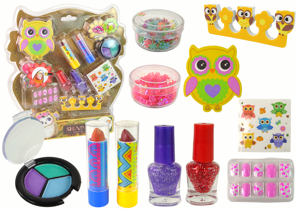 Kosmetikos ir nagų dailės rinkinys vaikams leantoys owl nail art makeup set, 1 vnt.