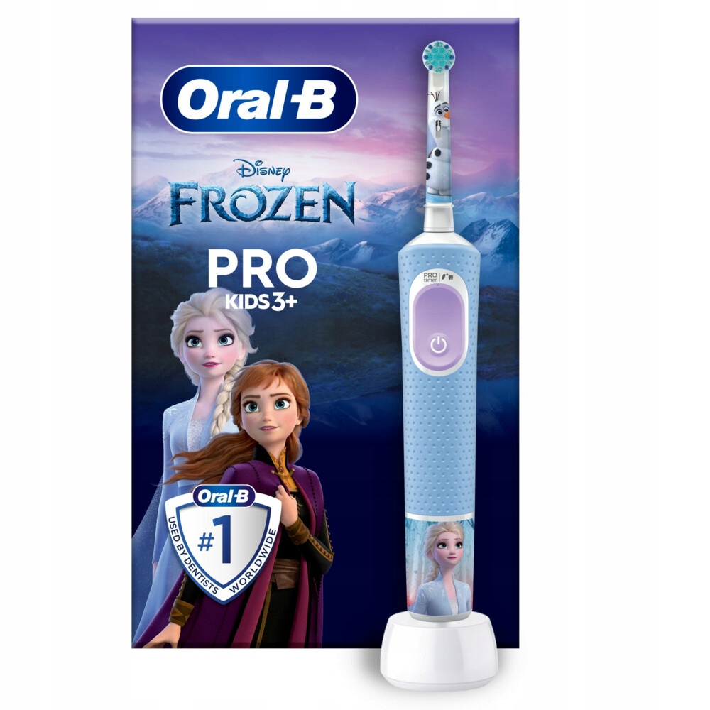 "Oral-B Vitality Pro D103" užšaldytas dantų šepetėlis + 4x EB-10A Color pakaitiniai antgaliai + nelips rožinis dėklas