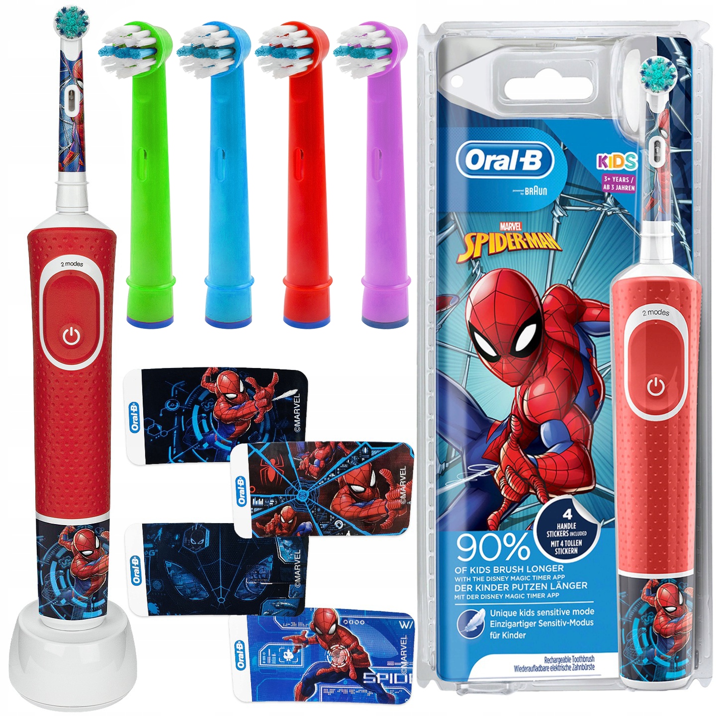 "Braun Oral-b Vitality 100 SpiderMan" dantų šepetėlis + 4 antgaliai vaikų spalva