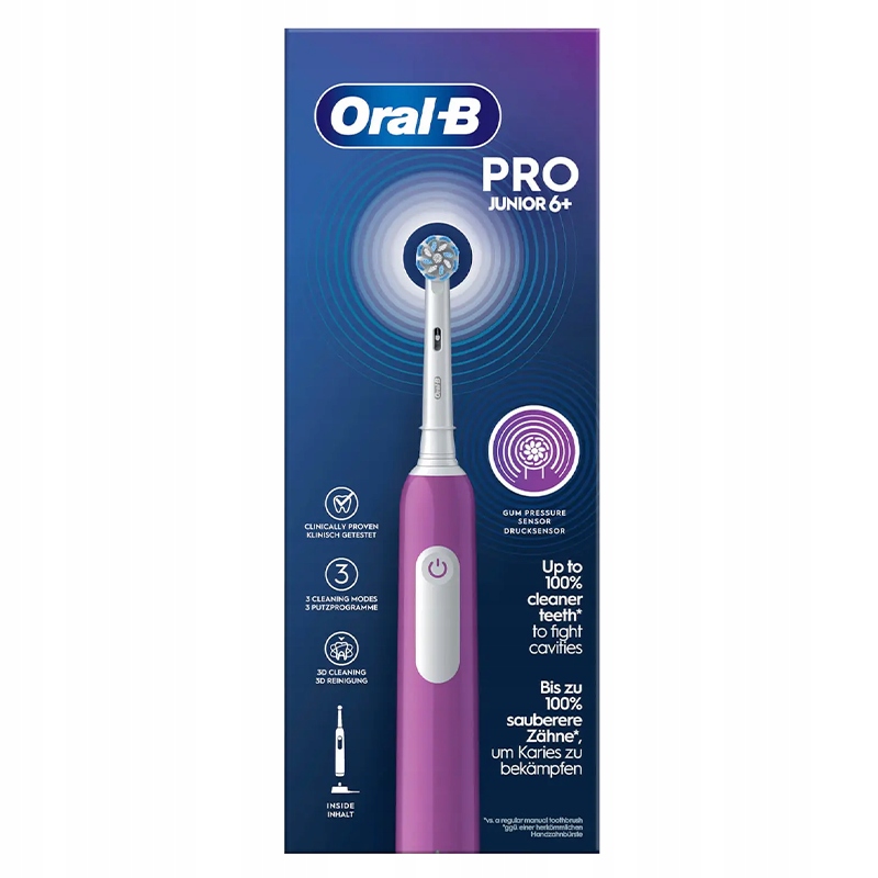 "Oral-b Junior Pro Violet" dantų šepetėlis + 4x EB-10A Color pakaitinis antgalis