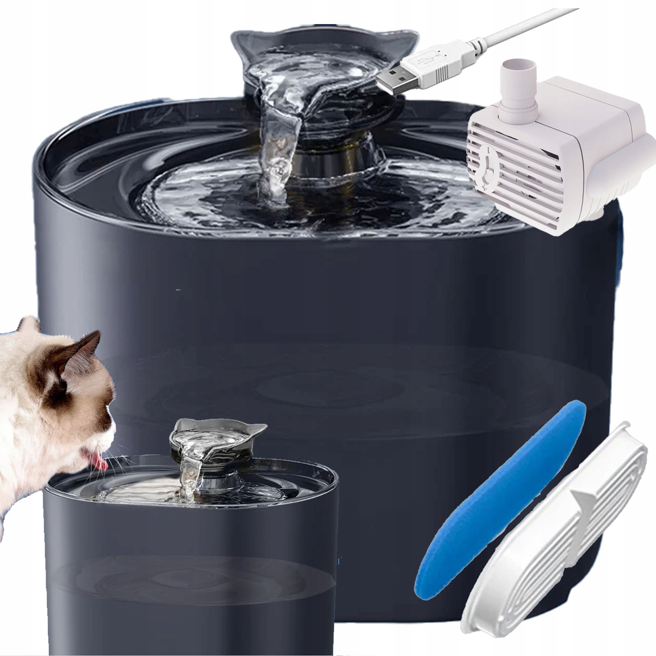 Automatinis vandens dubenėlis Omimar, 2,2L, juodas