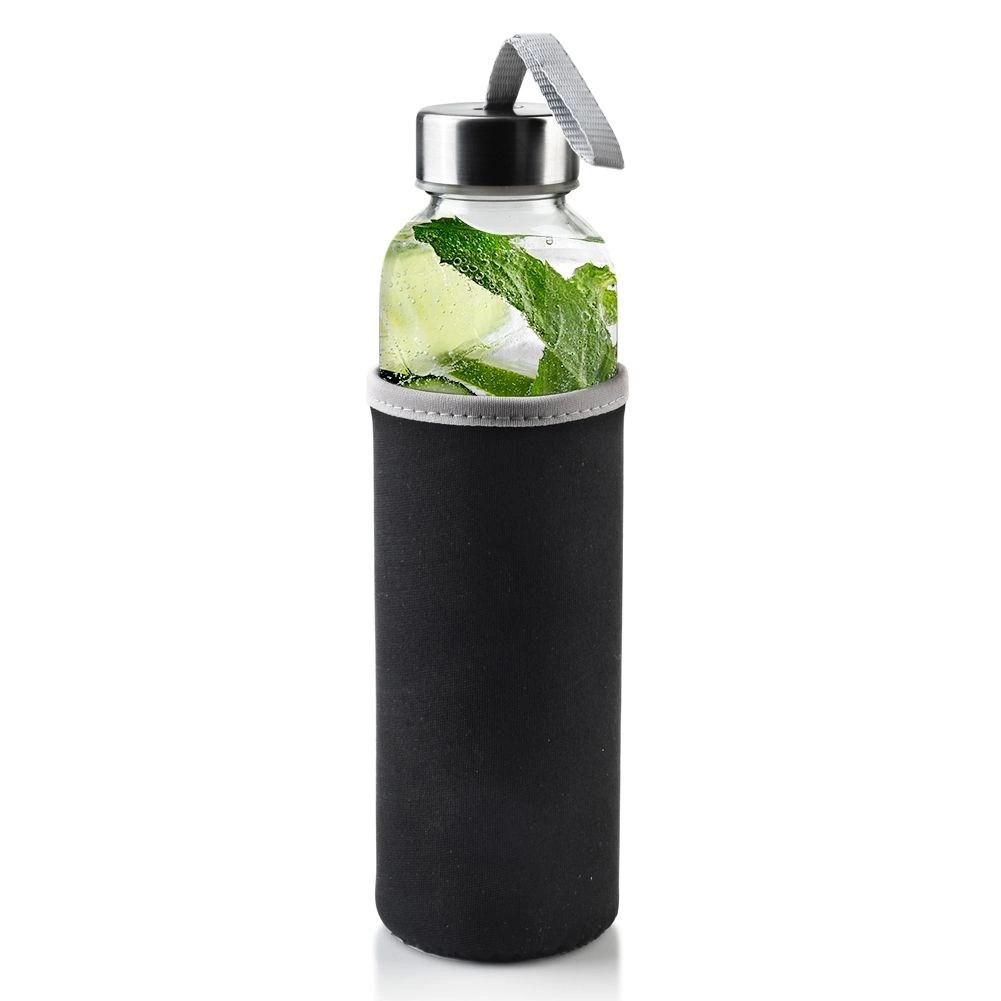 Stiklinis butelis su neopreno dėklu 490 ml