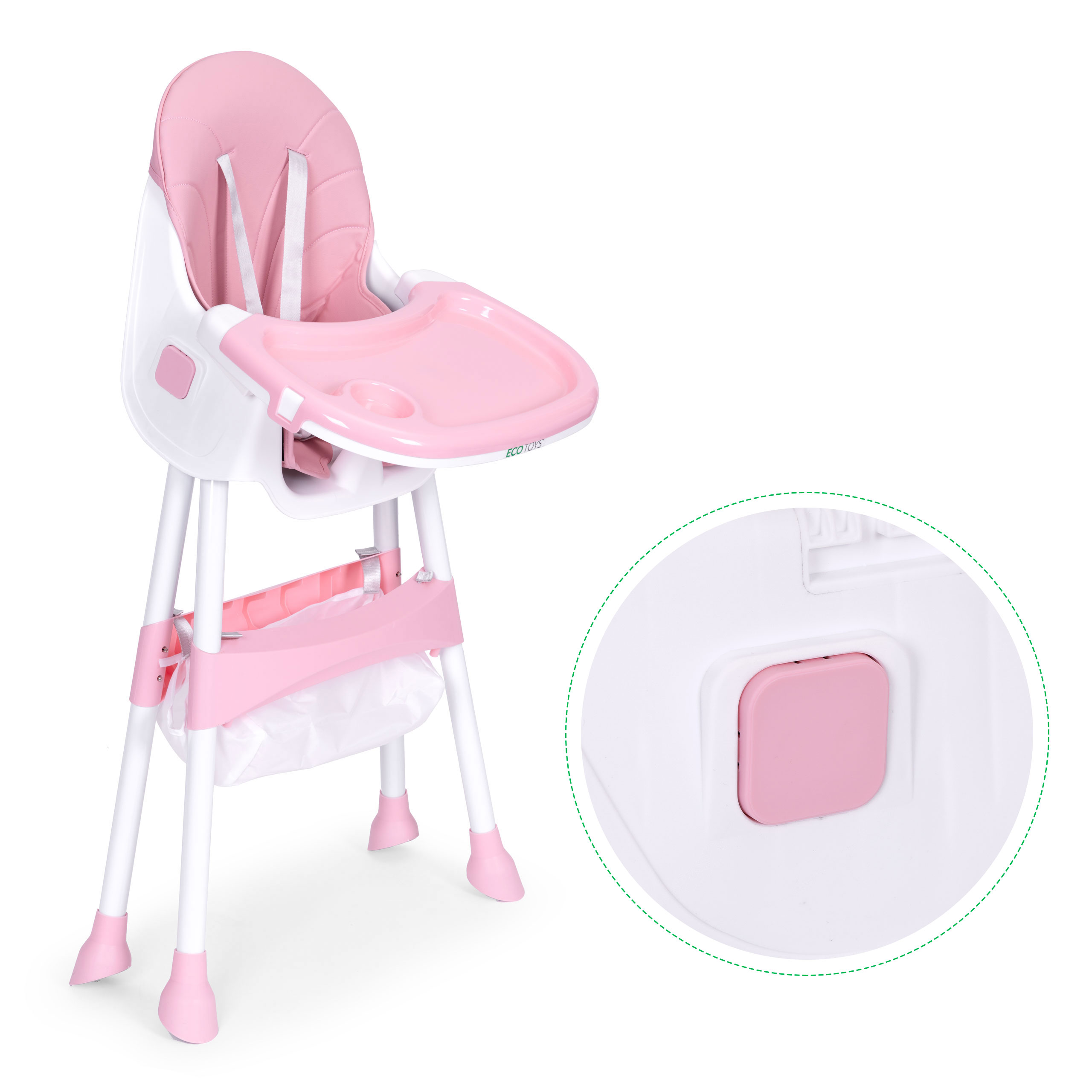 Maitinimo kėdutė, rožinė, ecotoys