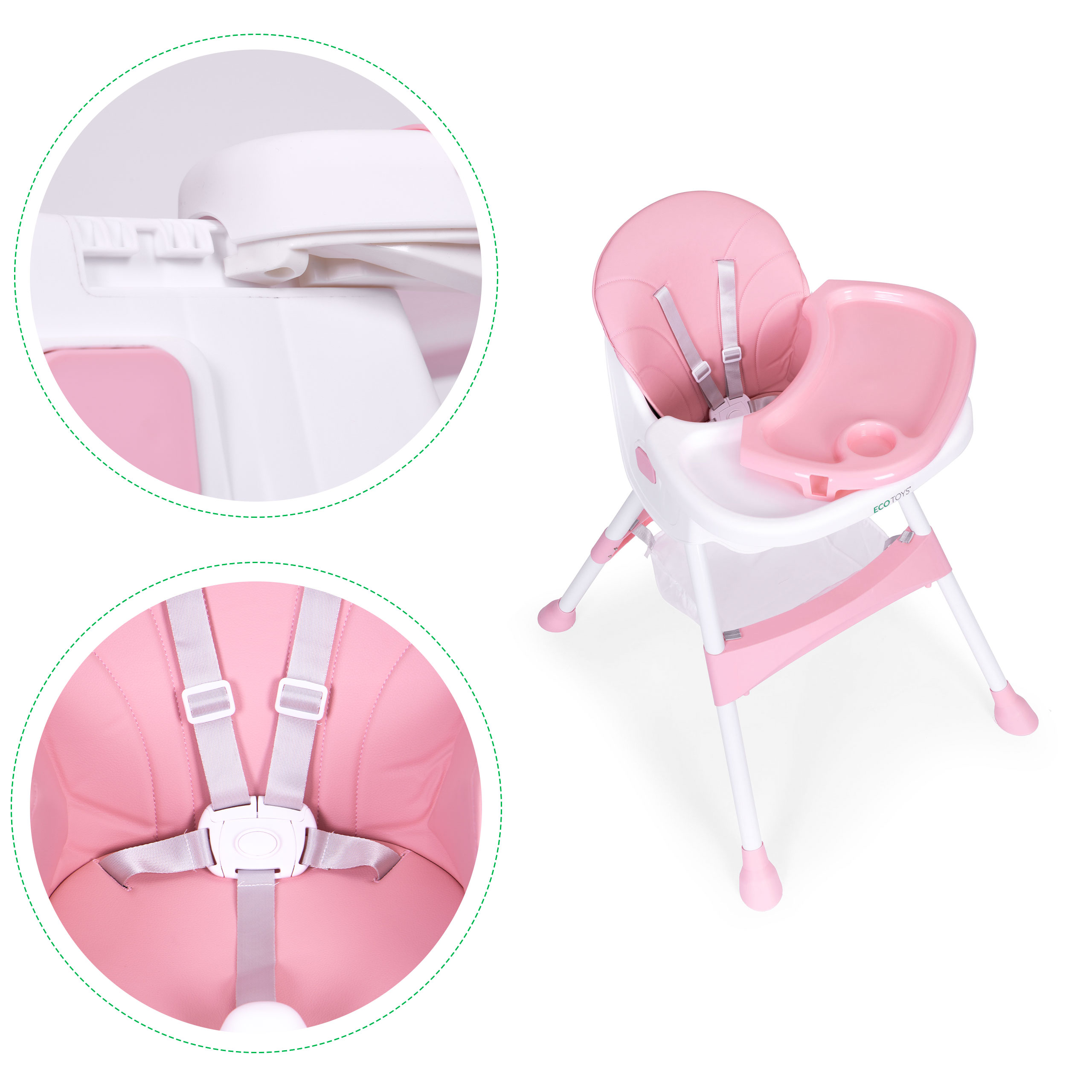 Maitinimo kėdutė, rožinė, ecotoys