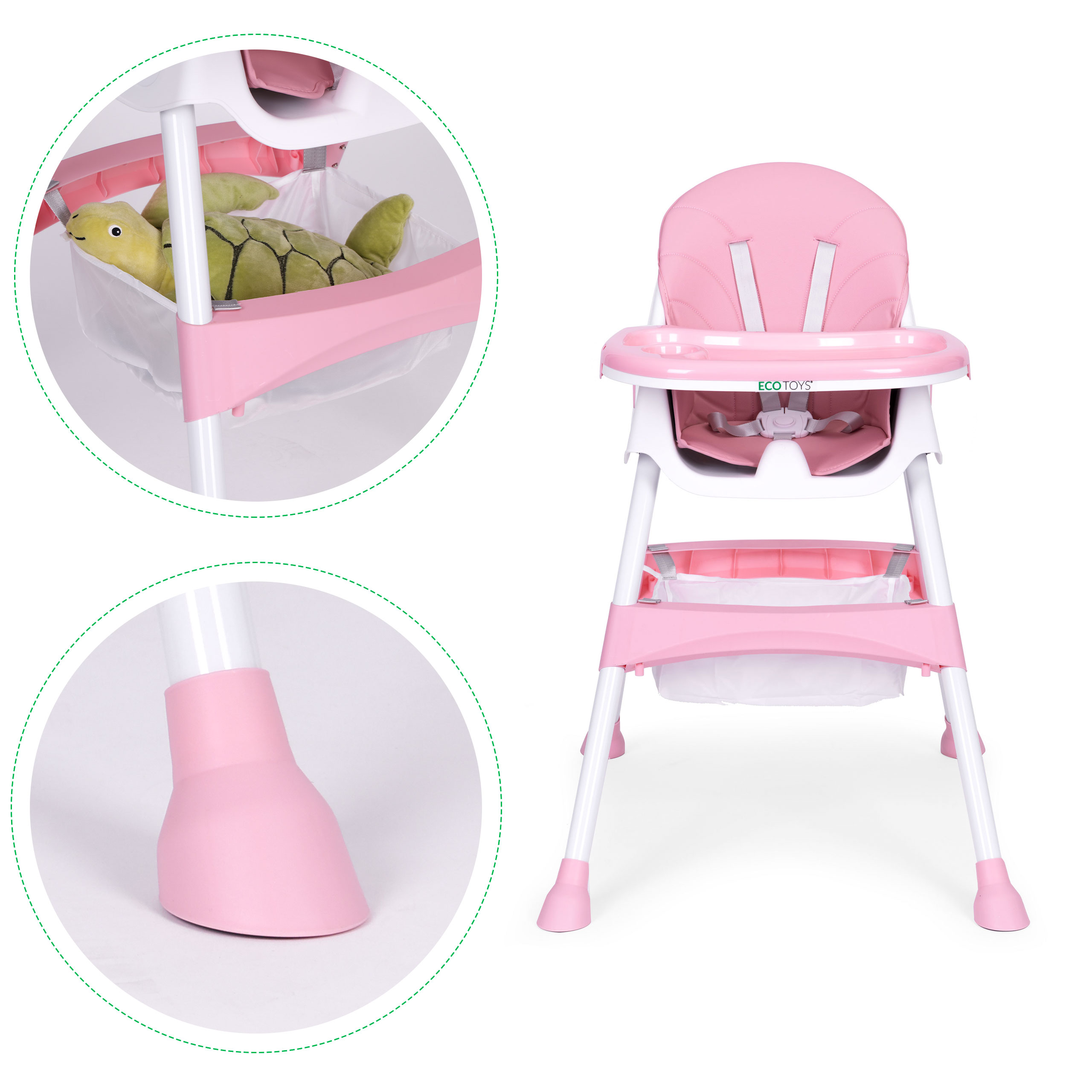 Maitinimo kėdutė, rožinė, ecotoys