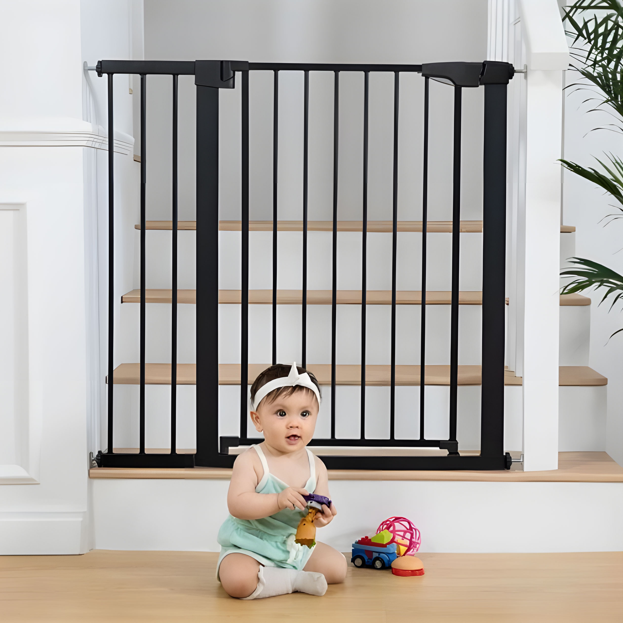 Apsauginė tvorelė, 74-105 cm, laiptams, durims, juoda, ECOTOYS