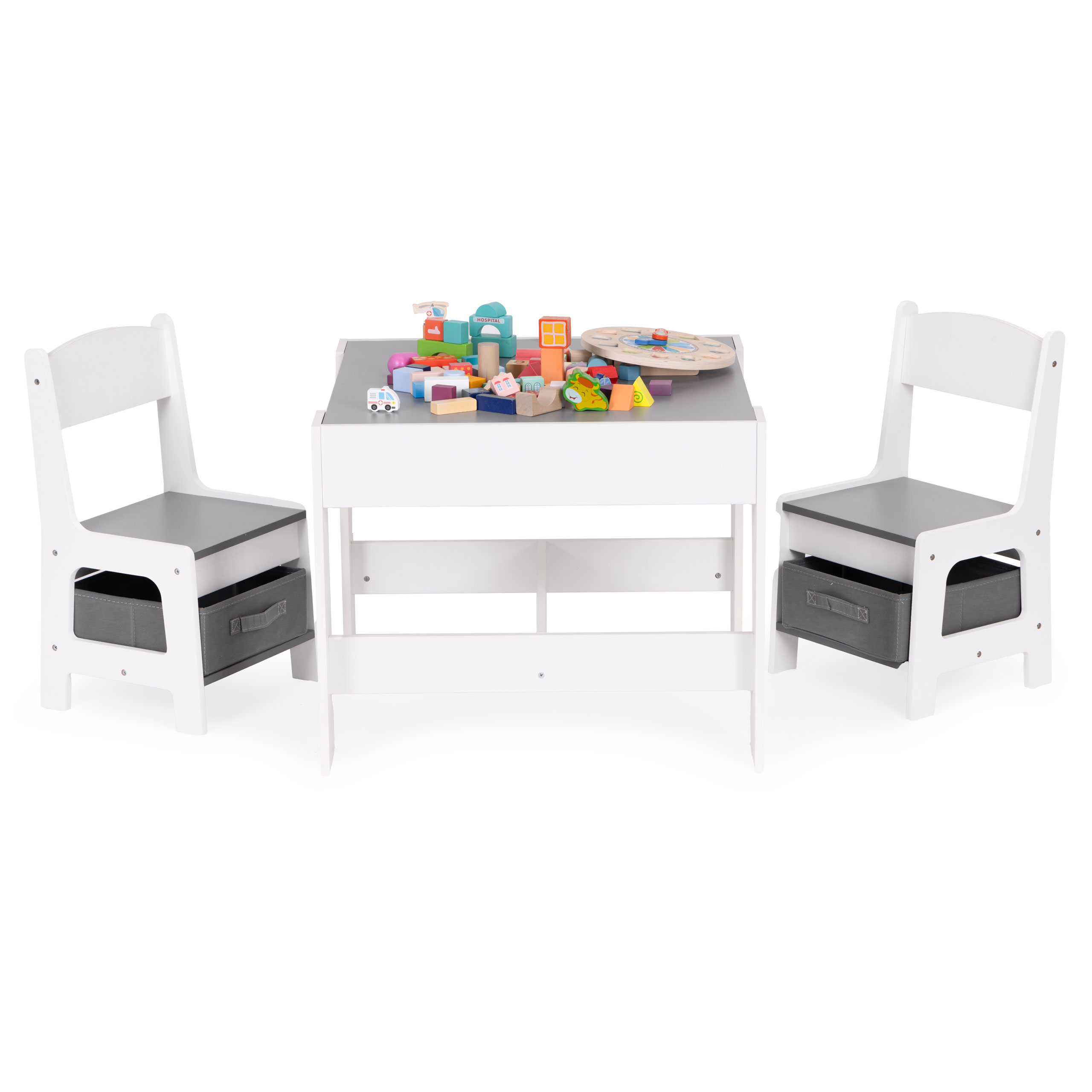 Vaikiškų baldų komplektas: stalas + 2 kėdės, ecotoys kreidinė lenta