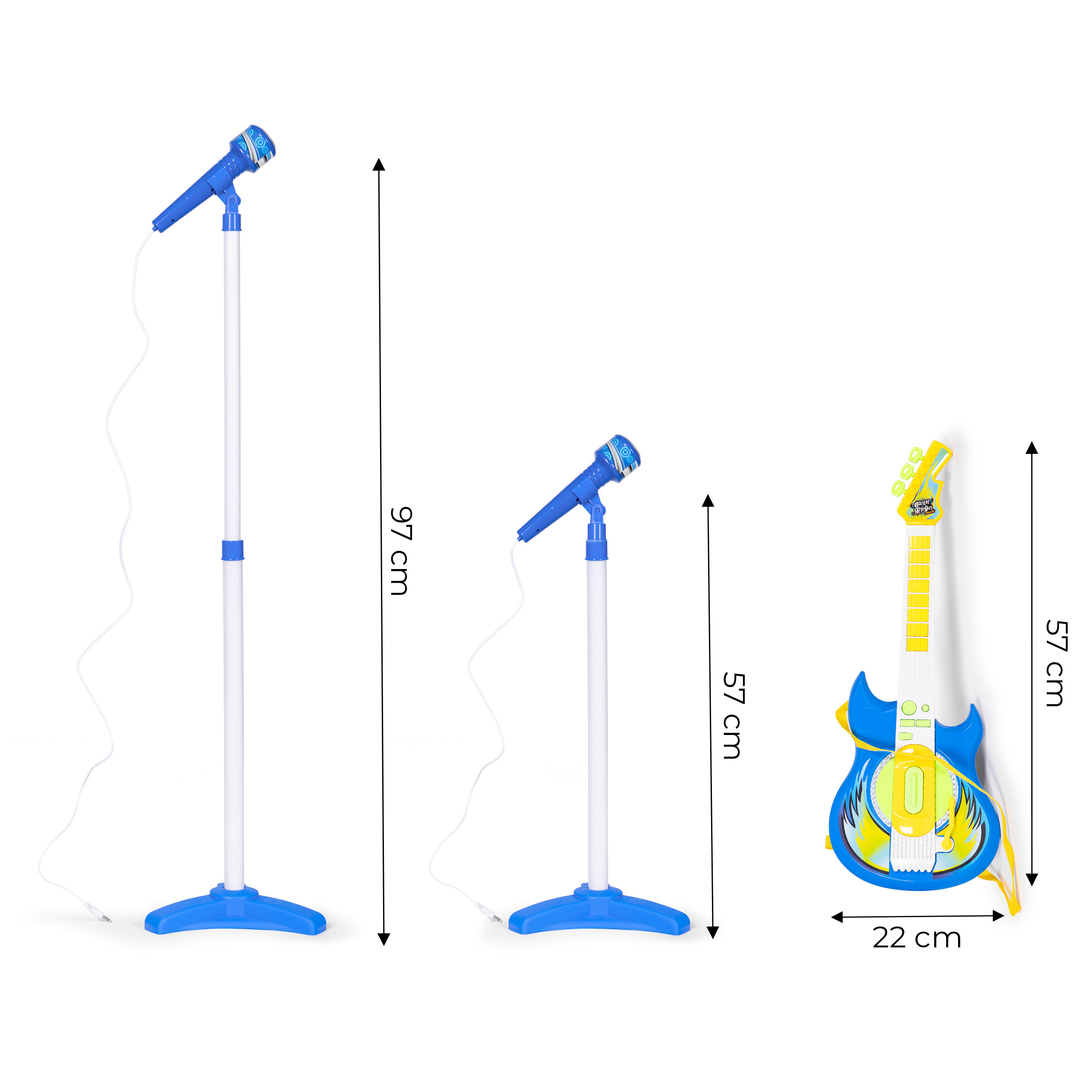 Elektrinė gitara ir mikrofonas su standu