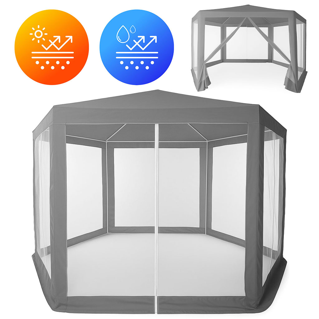 Pilkas sodo paviljonas su tinkleliu 2x2x2 m