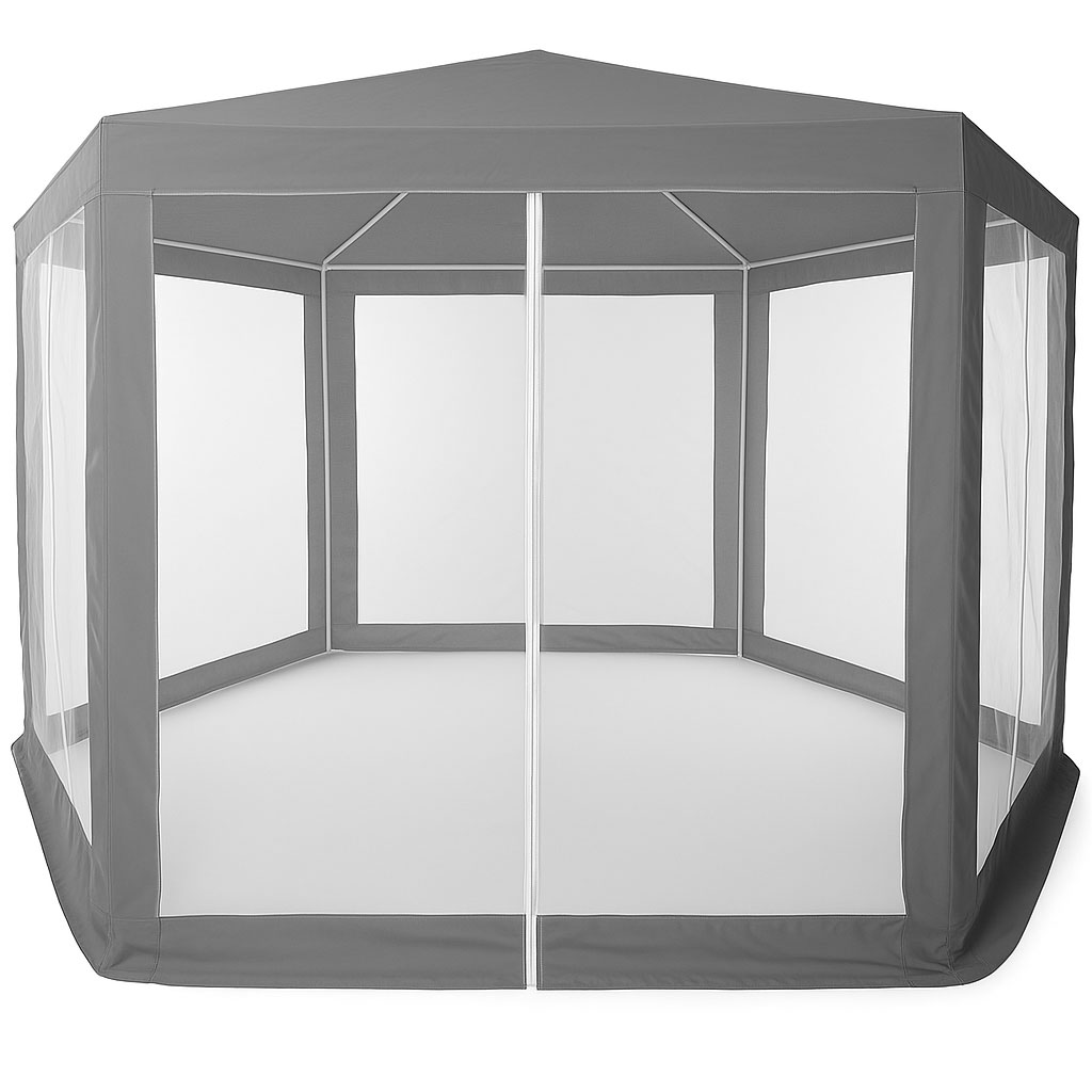 Pilkas sodo paviljonas su tinkleliu 2x2x2 m
