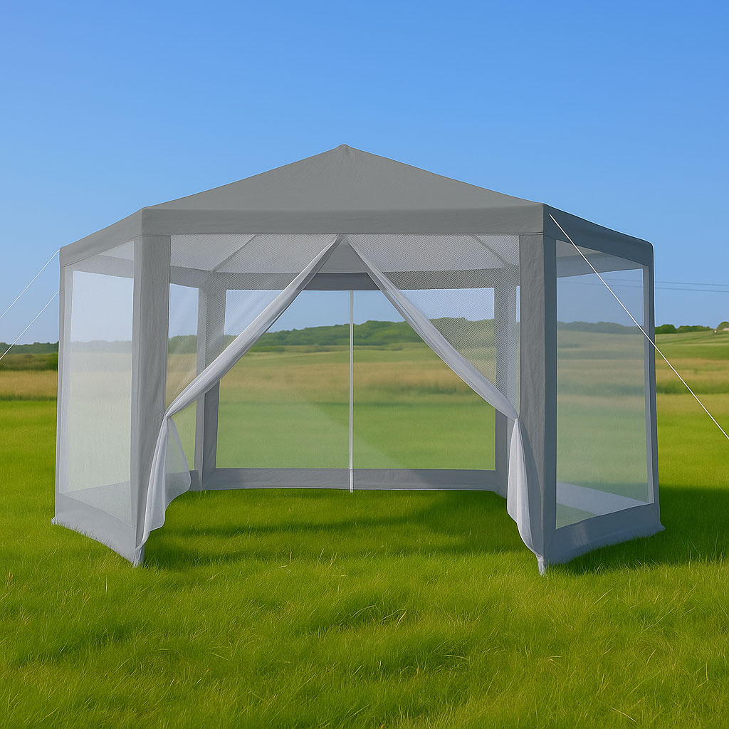 Pilkas sodo paviljonas su tinkleliu 2x2x2 m