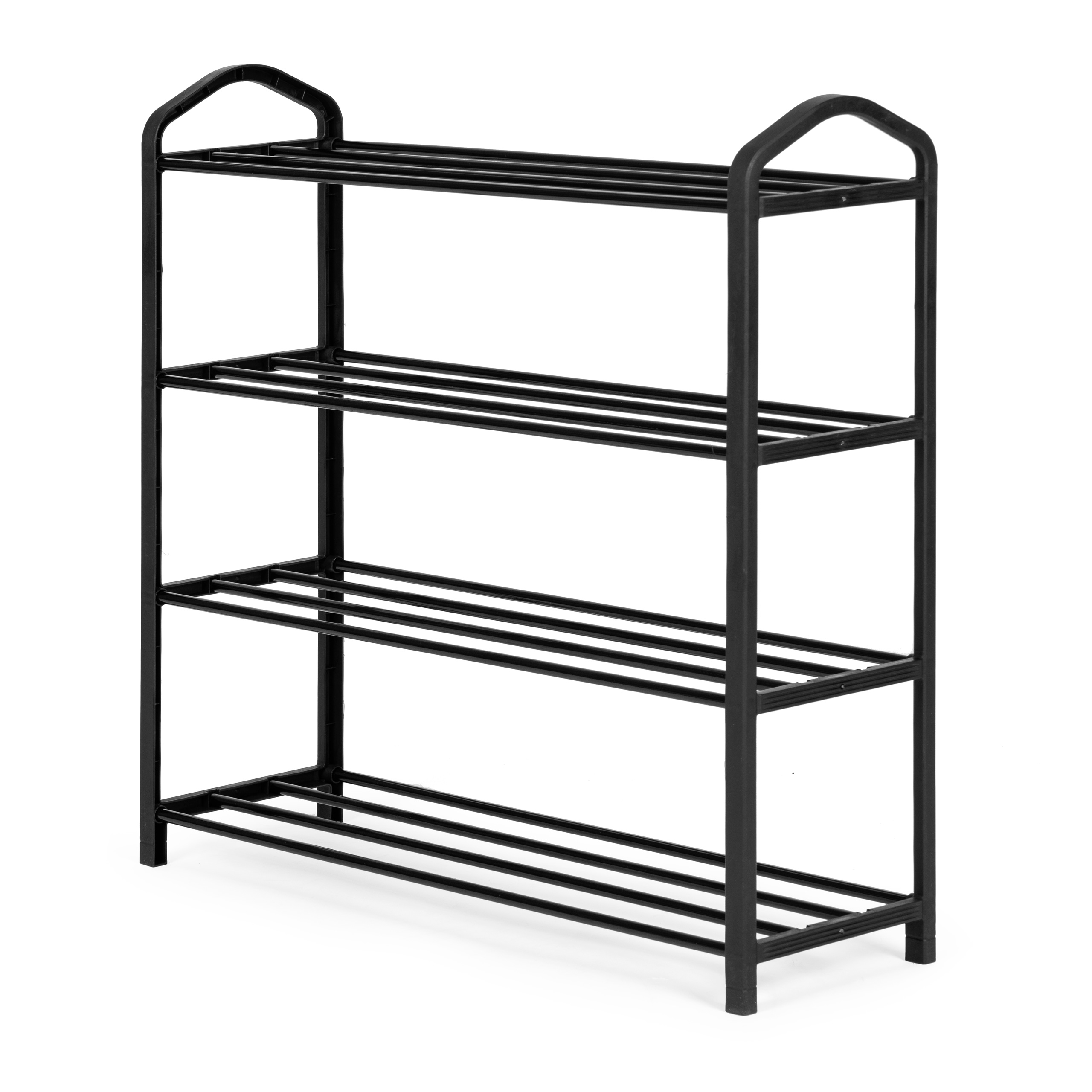 Modernhome metalinė batų lentyna su 4 lentynomis, juoda