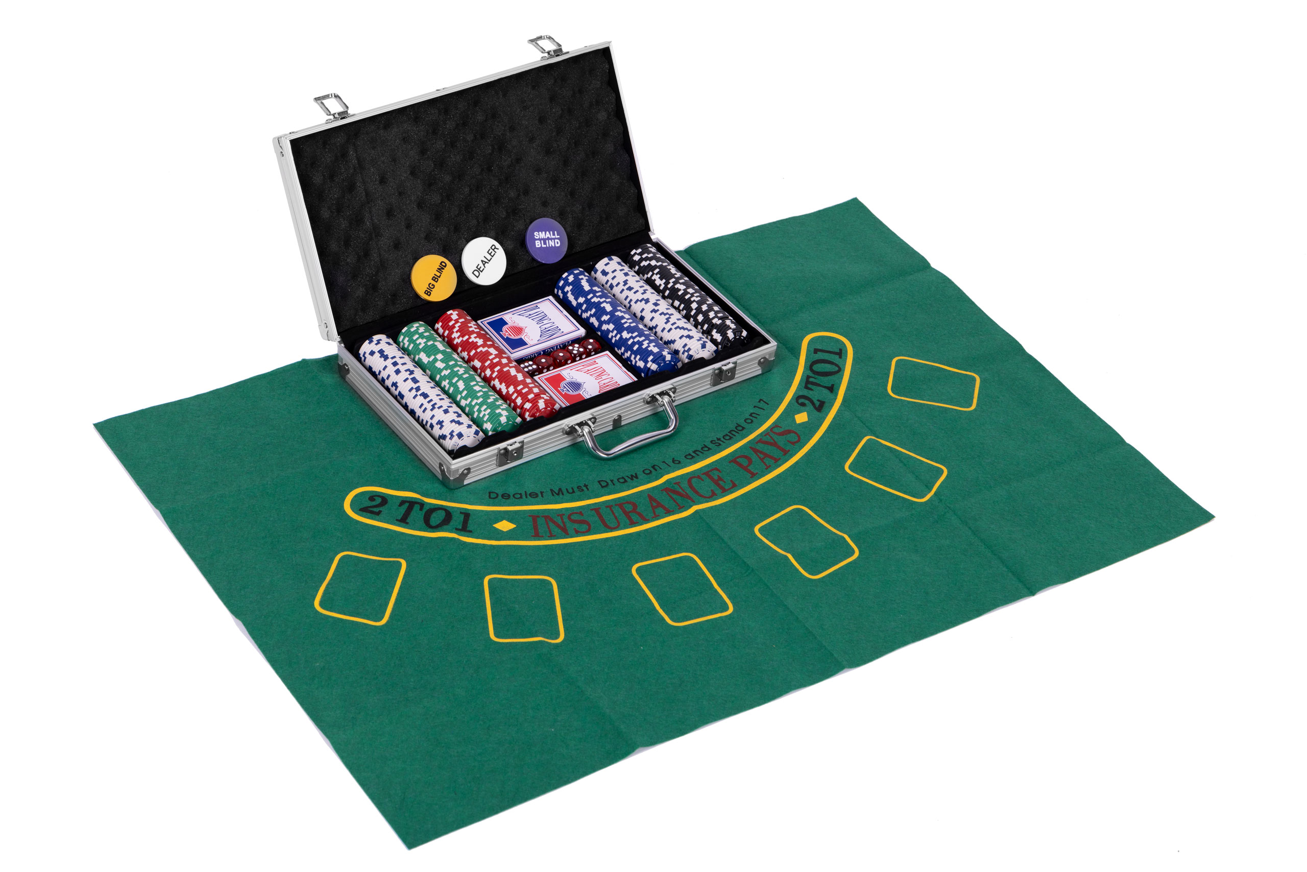 Pilnas pokerio ir blackjack rinkinys 300 žetonų