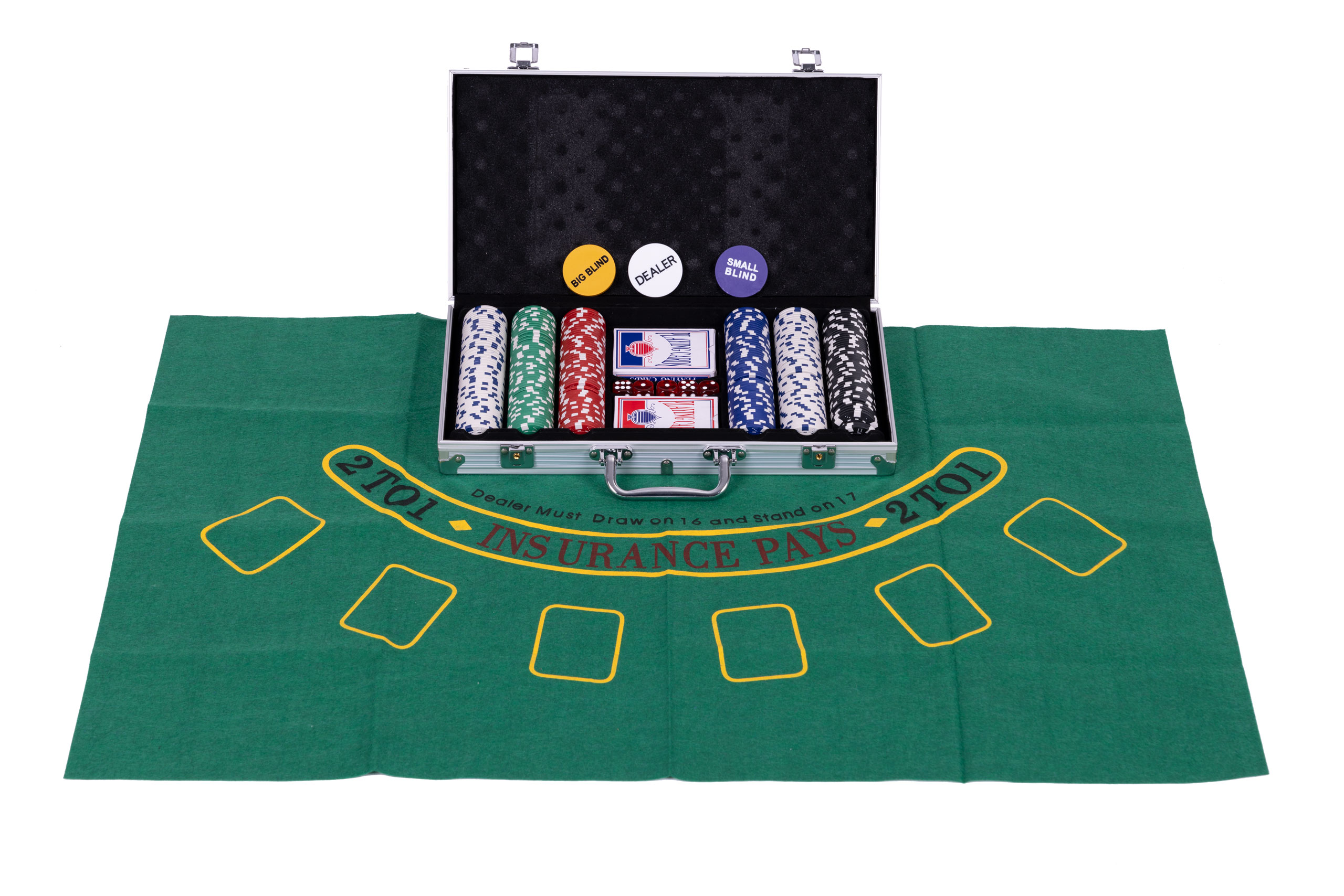 Pilnas pokerio ir blackjack rinkinys 300 žetonų