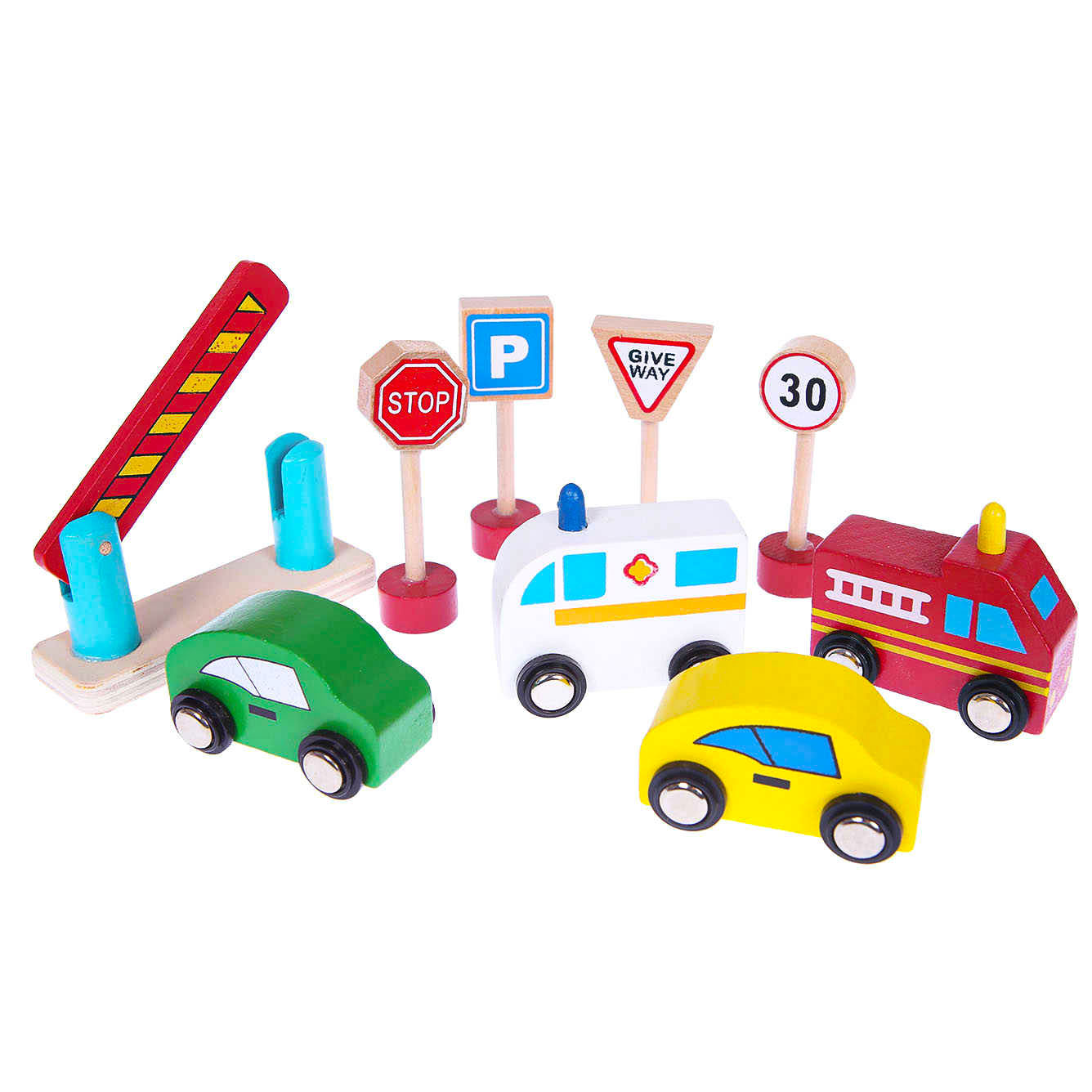 Medinis garažas, trasa su liftu + „ecotoys“ automobiliai