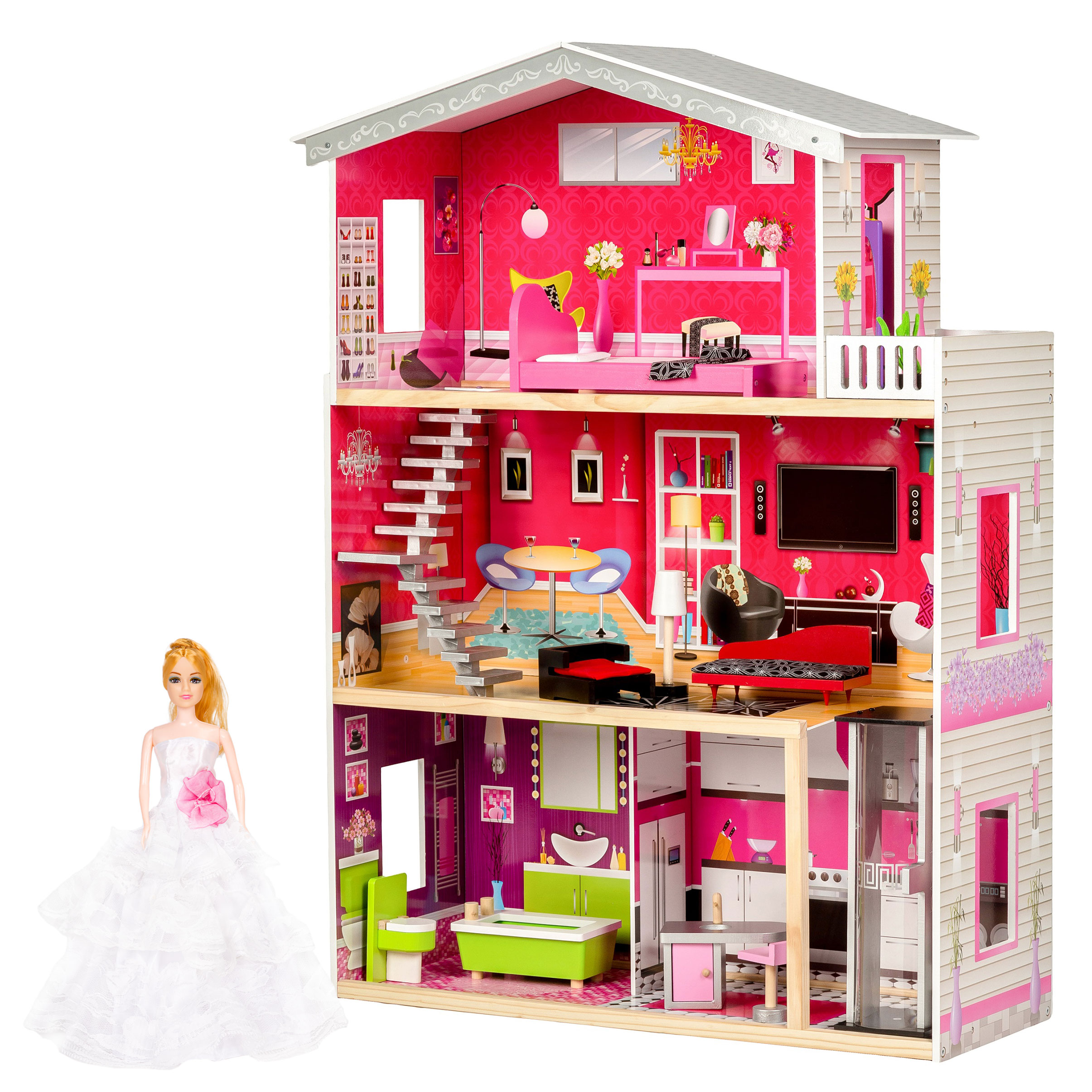 Medinis lėlių namelis ecotoys raspberry