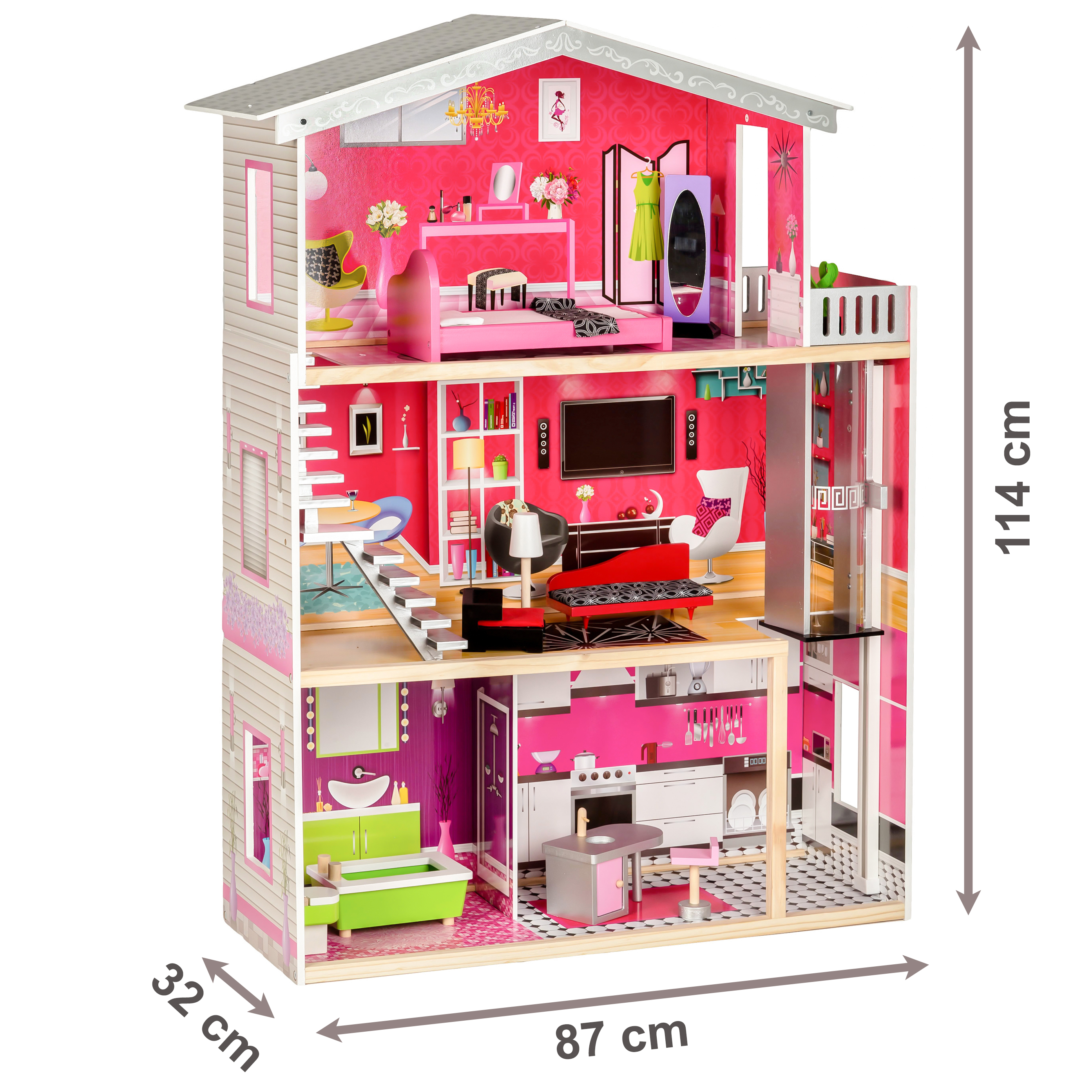 Medinis lėlių namelis ecotoys raspberry