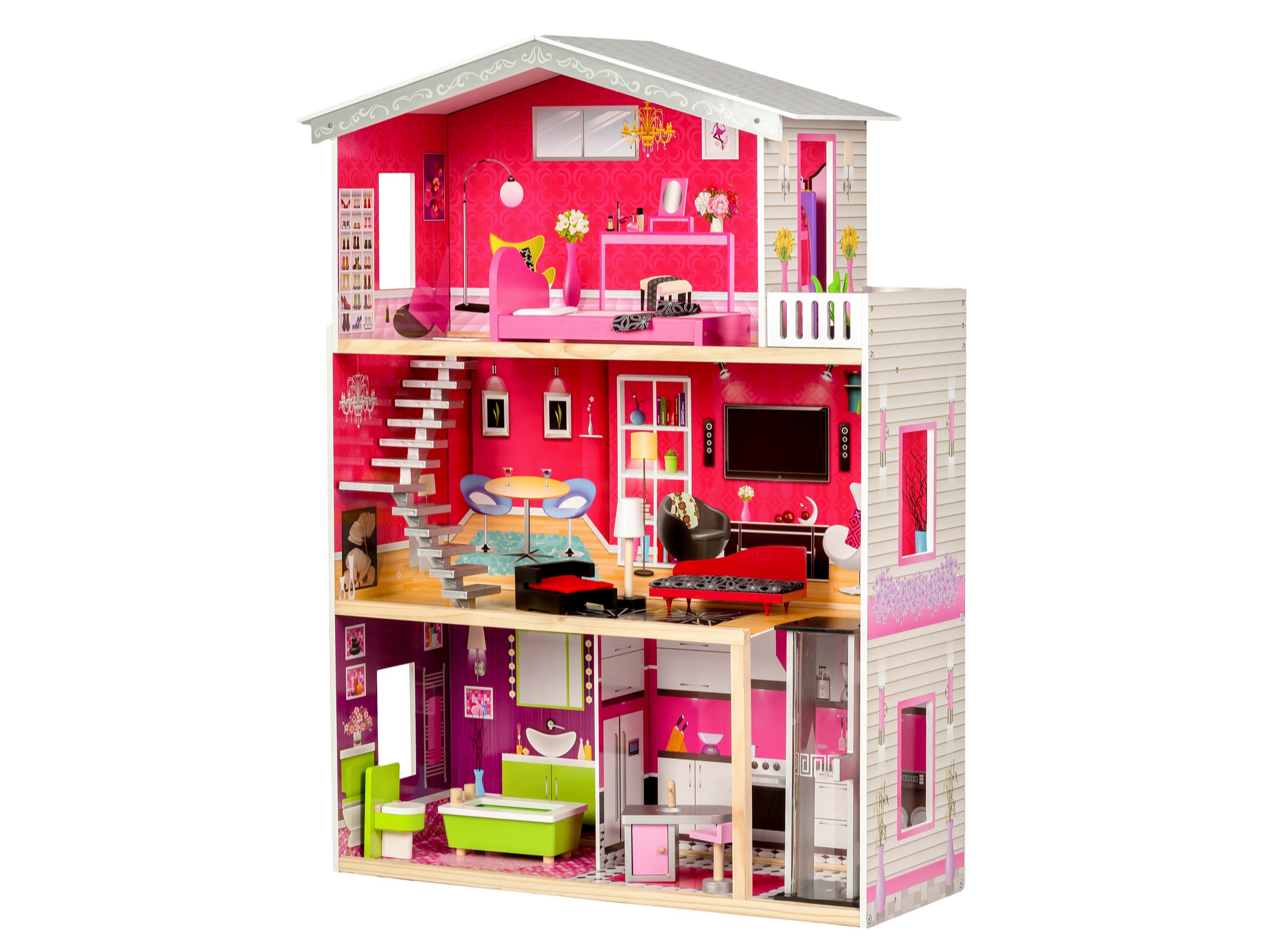 Medinis lėlių namelis ecotoys raspberry