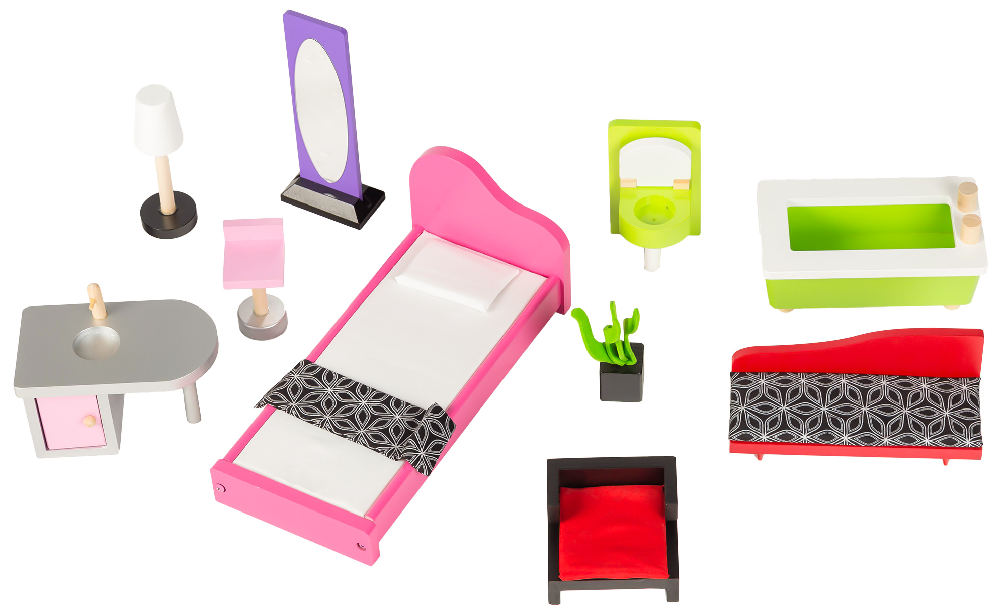 Medinis lėlių namelis ecotoys raspberry