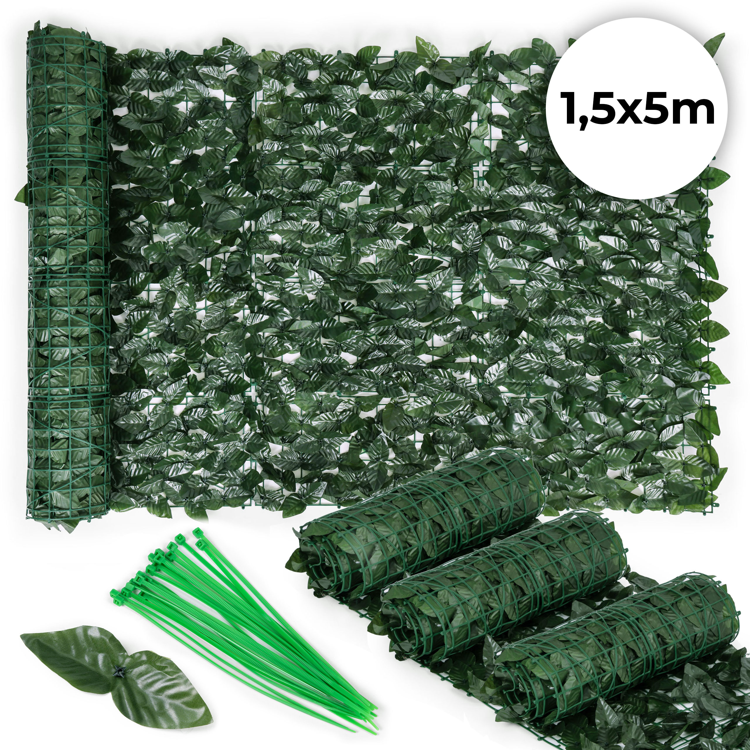 Dirbtinės gebenės gyvatvorės 3 vnt. 500x150 cm žalia balkono uždanga maskavimui