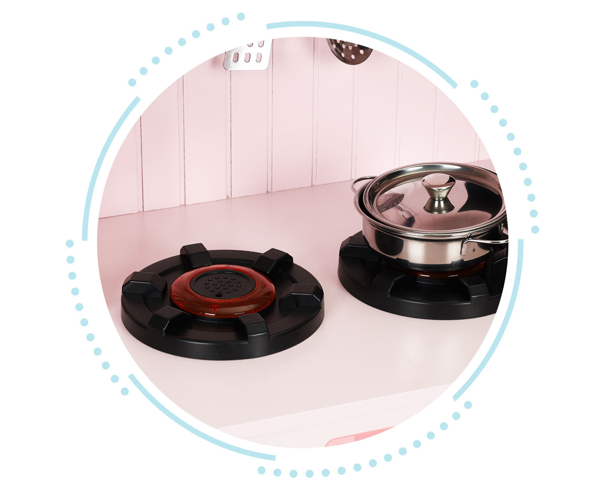 Medinė vaikiška virtuvė Eco Toys PLK563P, rožinė