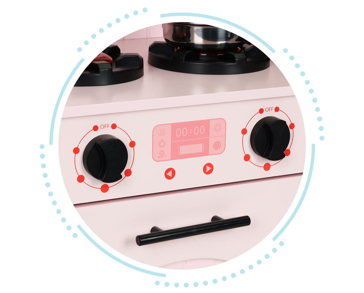 Medinė vaikiška virtuvė Eco Toys PLK563P, rožinė