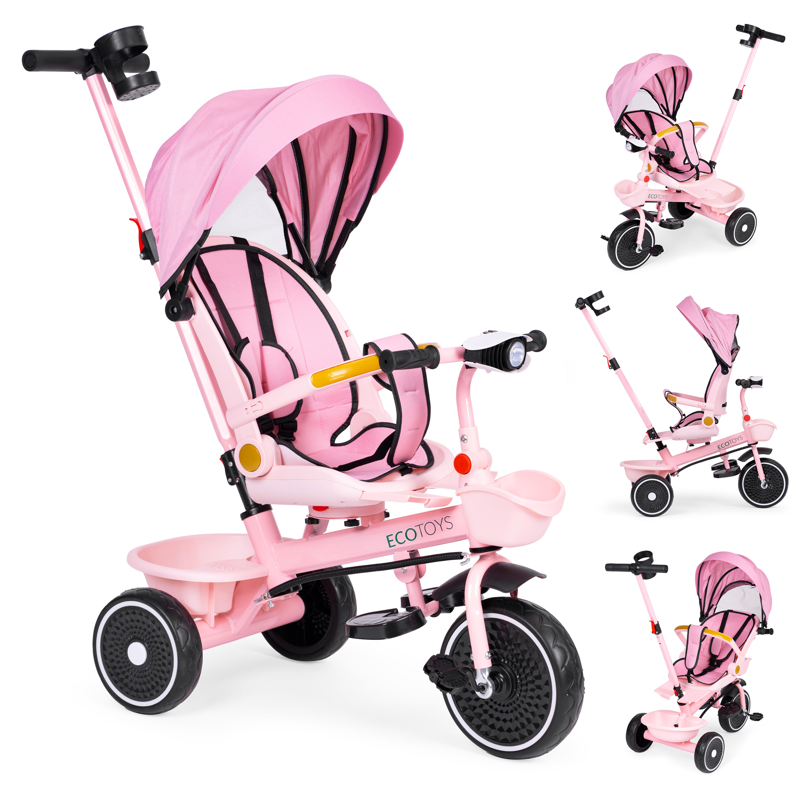 2-in-1 triratukas, rožinis, ecotoys