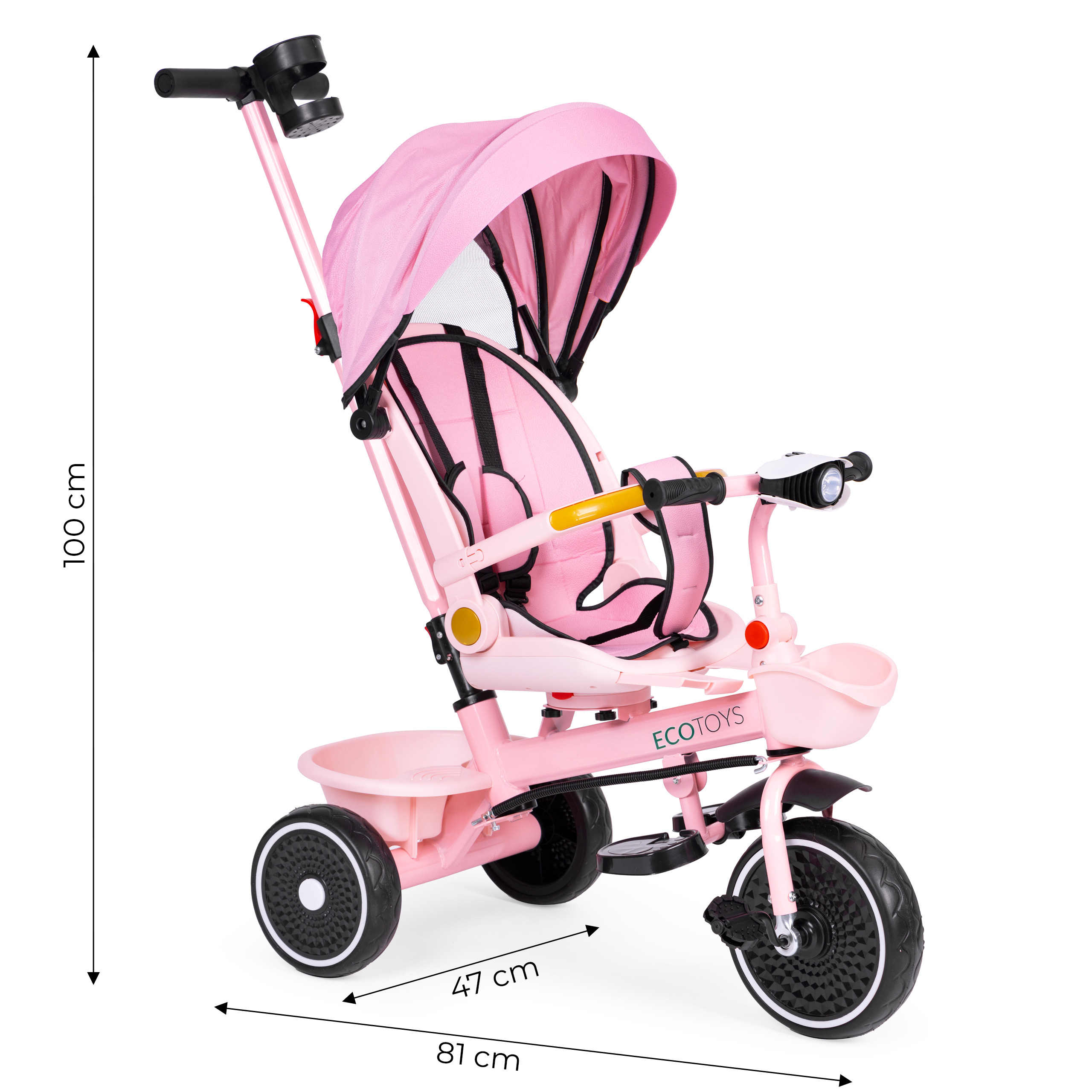 2-in-1 triratukas, rožinis, ecotoys