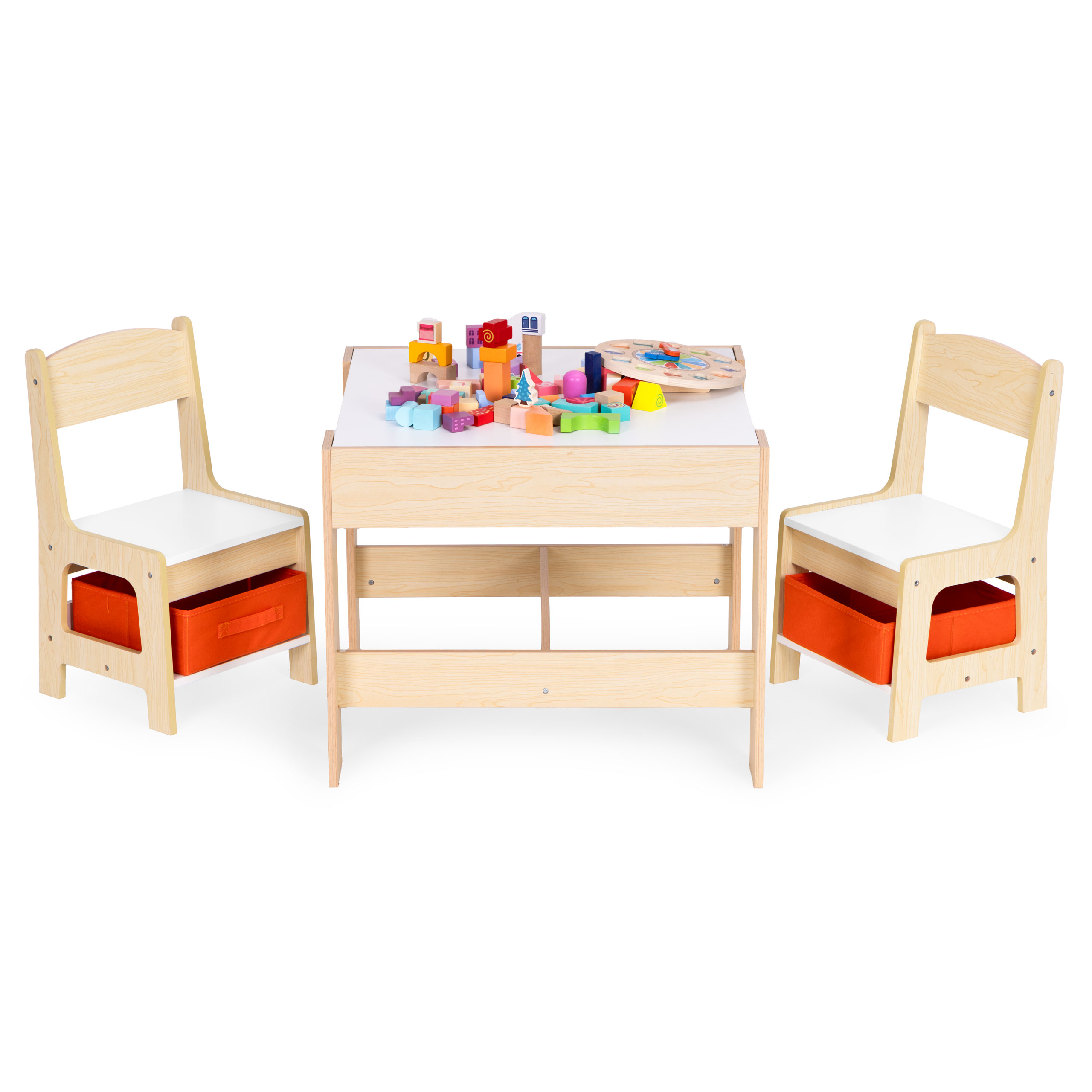 Vaikiškų baldų komplektas: stalas + 2 kėdės, ecotoys kreidinė lenta