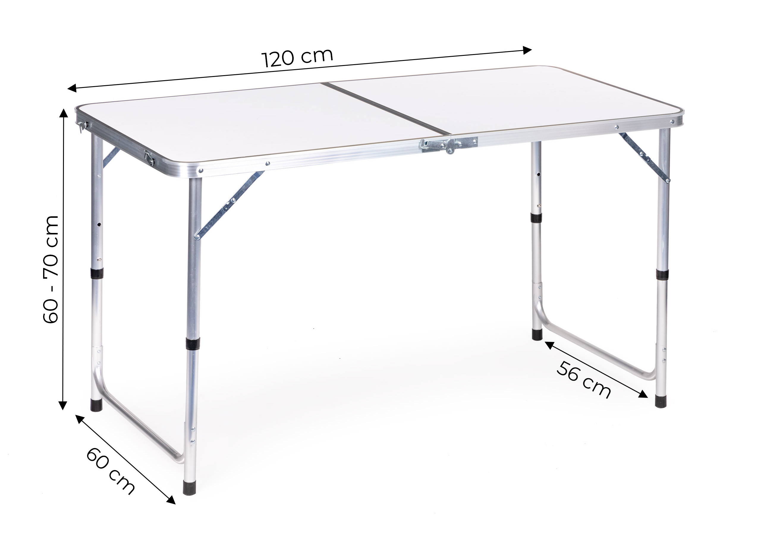Tourist table foldable camping table white top 120 x 60 cm