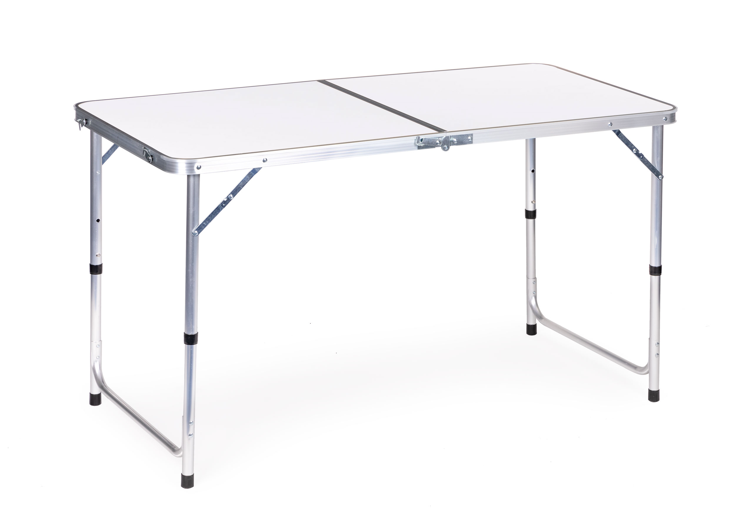 Tourist table foldable camping table white top 120 x 60 cm